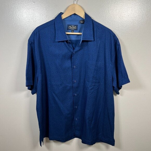 Nat Nast Silk Blend Camp Shirt Size XL Blue Short Sleeve Button Up Rockabilly - Picture 1 of 11